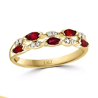 14K Yellow Gold Diamond And Ruby Ring