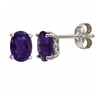 14K Gold 7x5MM Natural Oval Gemstone Earring