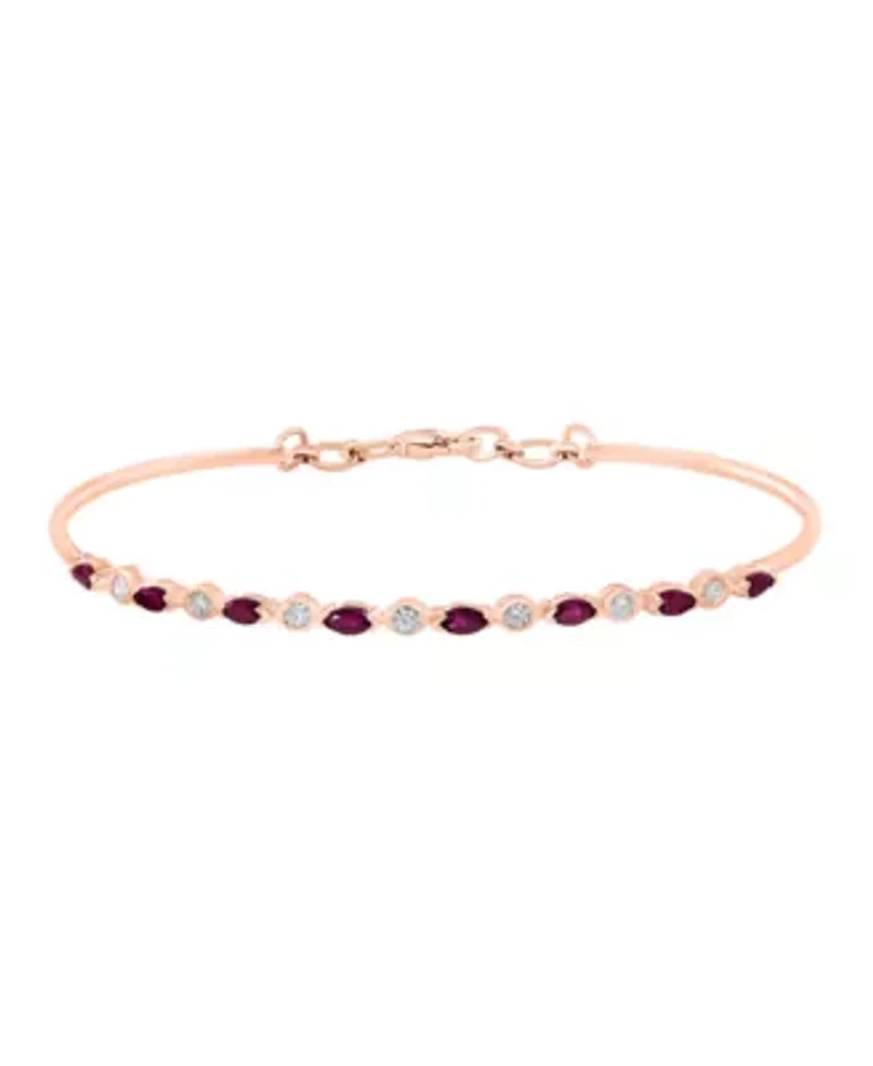 14K Rose Gold Diamond And Ruby Bracelet