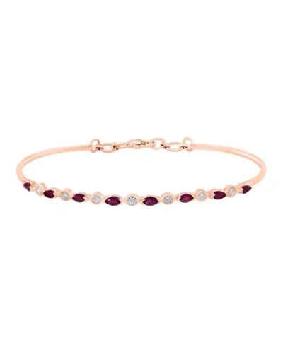 14K Rose Gold Diamond And Ruby Bracelet