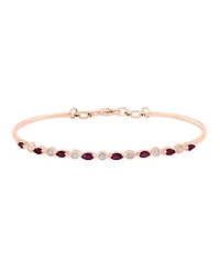 14K Rose Gold Diamond And Ruby Bracelet