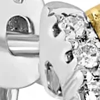 14K Yellow And White Gold Diamond Earring