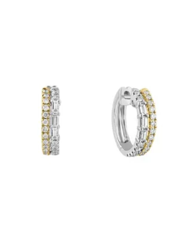 14K Yellow And White Gold Diamond Earring