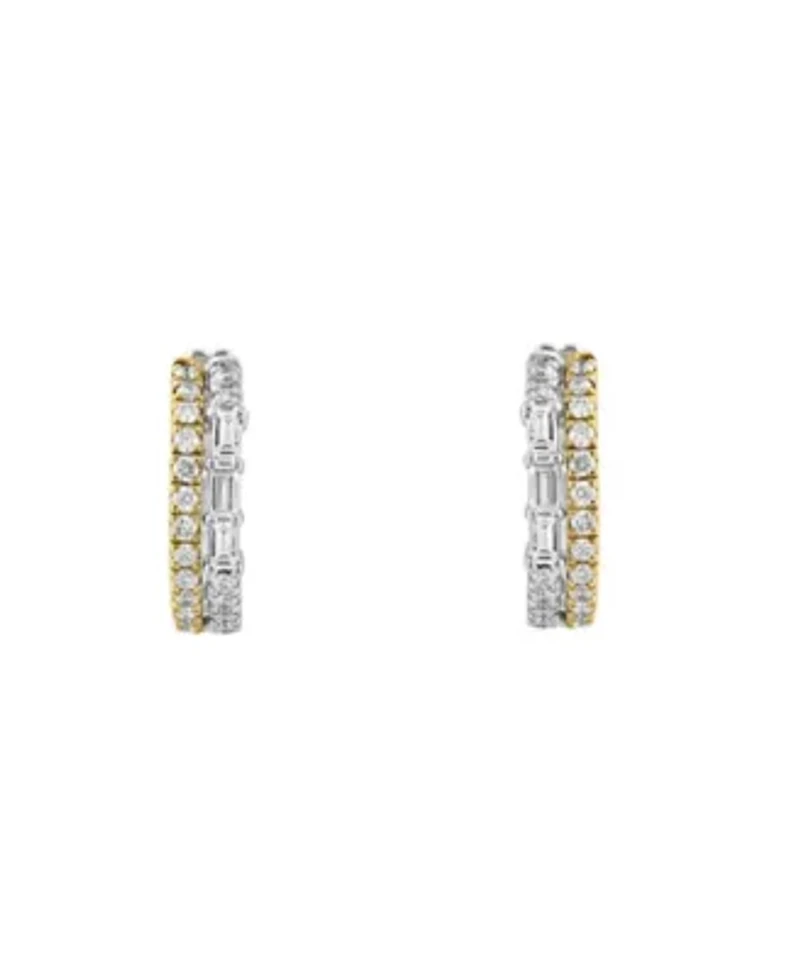 14K Yellow And White Gold Diamond Earring