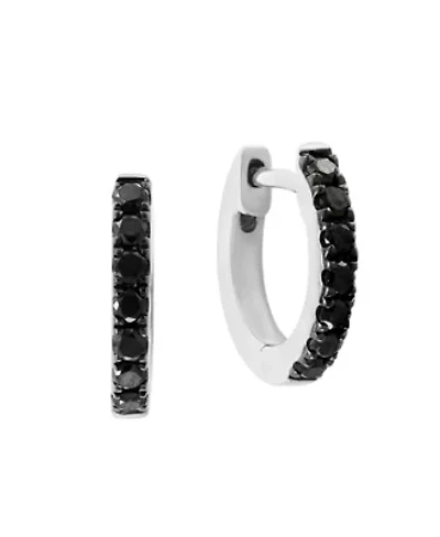 14K White Gold Treated Black Diamond Earring