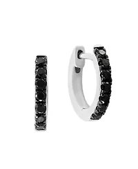 14K White Gold Treated Black Diamond Earring