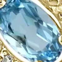 14K Yellow Gold Diamond And Swiss Blue Topaz Butterfly Earring