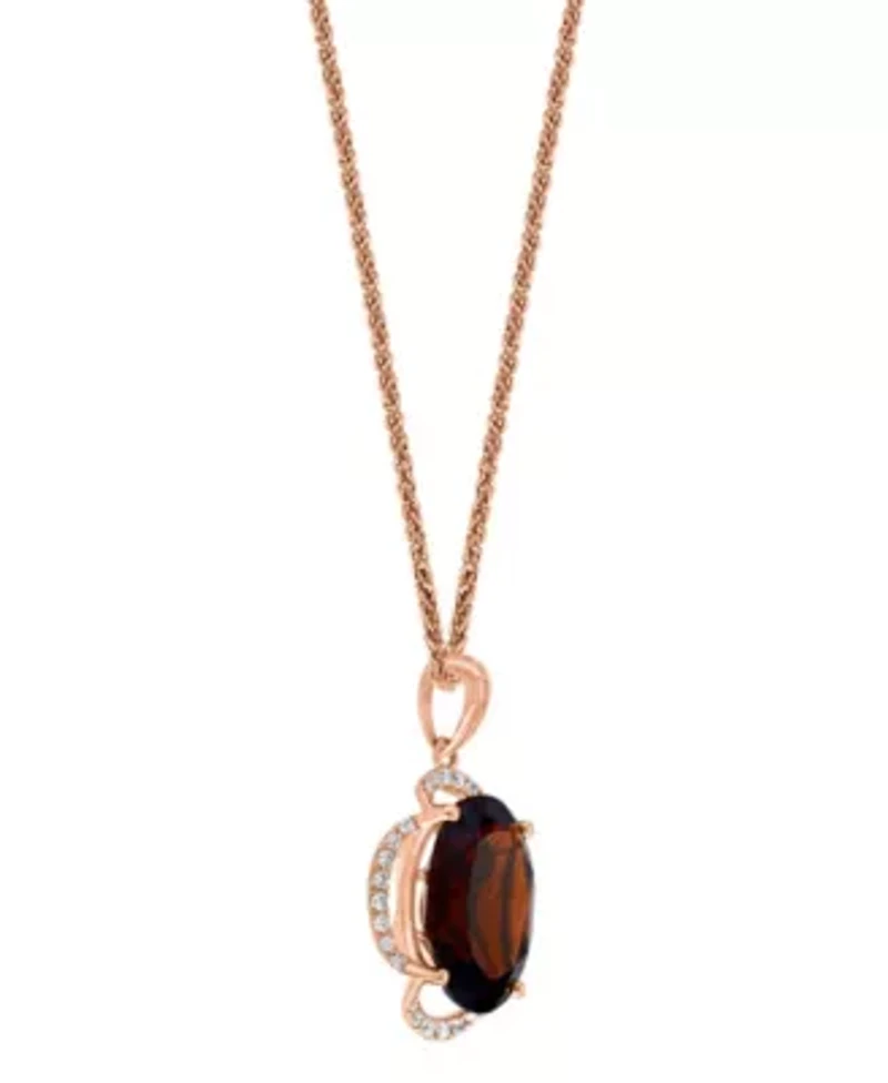 14K Rose Gold Diamond And Garnet Pendant With Chain