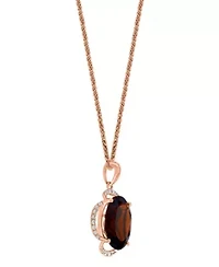 14K Rose Gold Diamond And Garnet Pendant With Chain