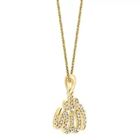 14K Yellow Gold Diamond Allah Pendant With Chain