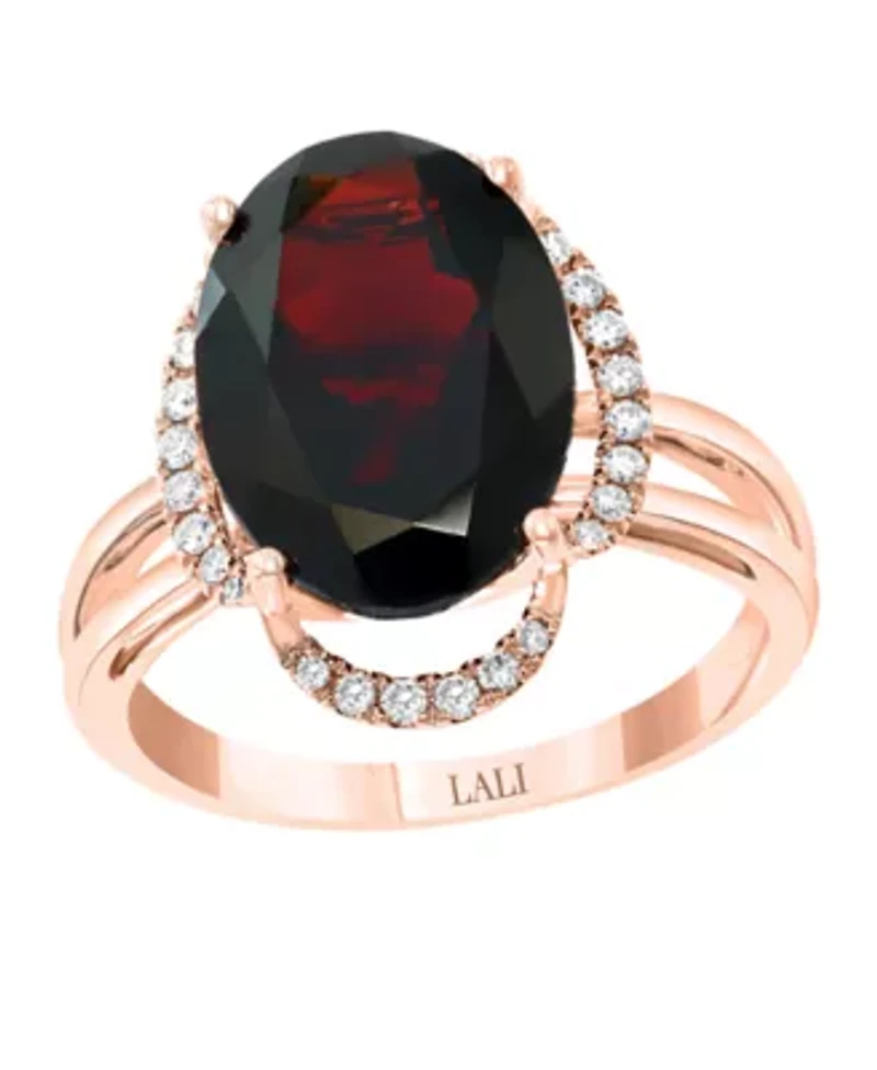 14K Rose Gold Diamond And Garnet Ring