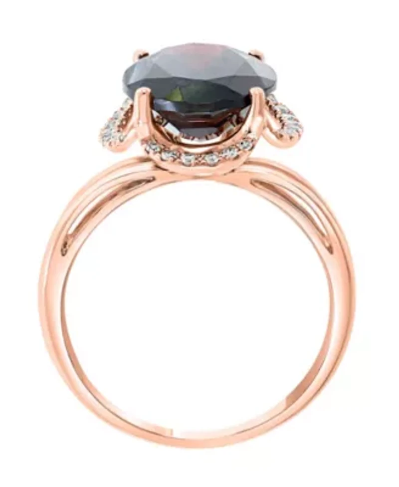 14K Rose Gold Diamond And Garnet Ring