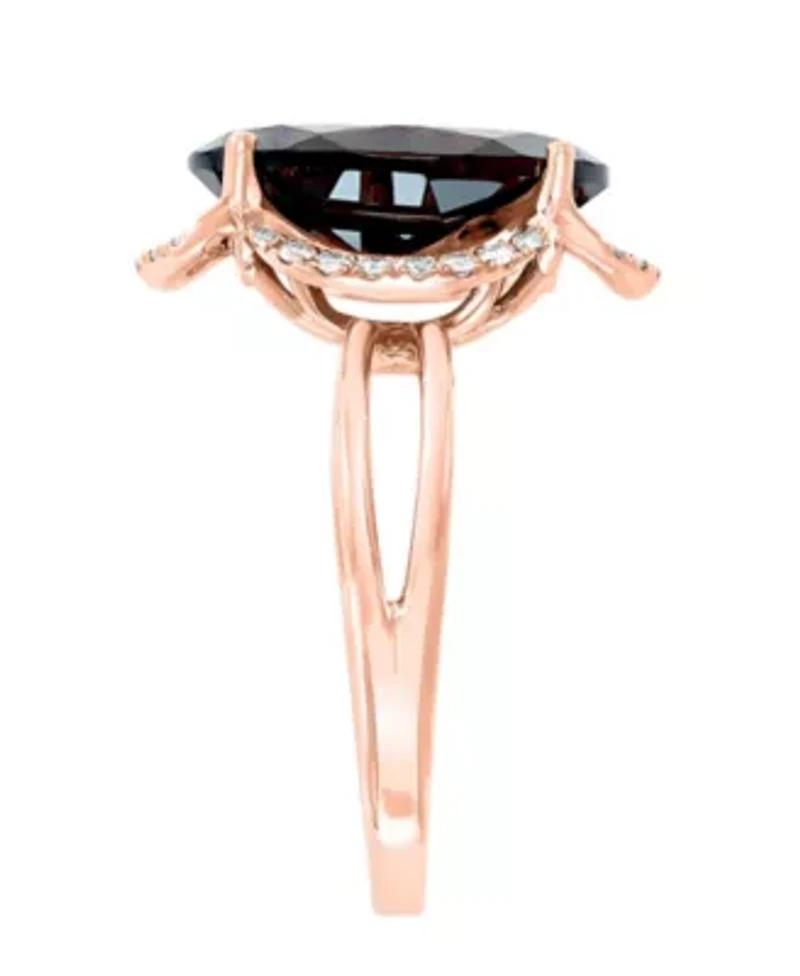 14K Rose Gold Diamond And Garnet Ring