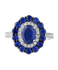 14K White Gold Diamond And Sapphire Ring