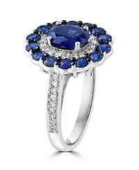 14K White Gold Diamond And Sapphire Ring