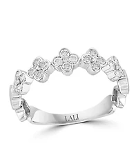 14K White Gold Diamond Clover Ring