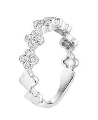 14K White Gold Diamond Clover Ring
