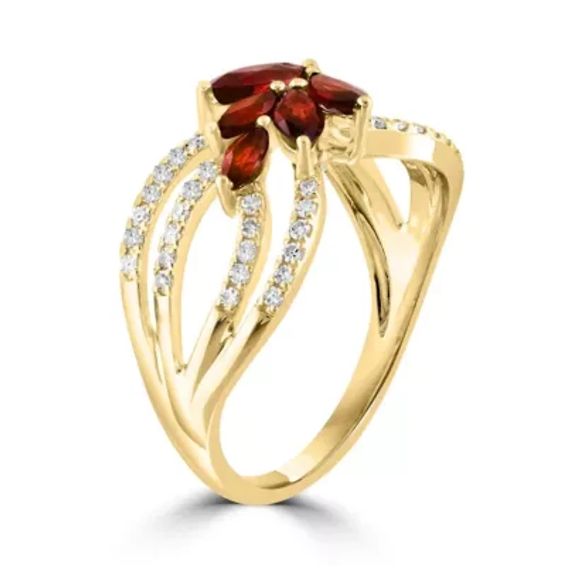 14K Yellow Gold Diamond And Ruby Ring