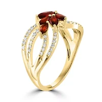 14K Yellow Gold Diamond And Ruby Ring