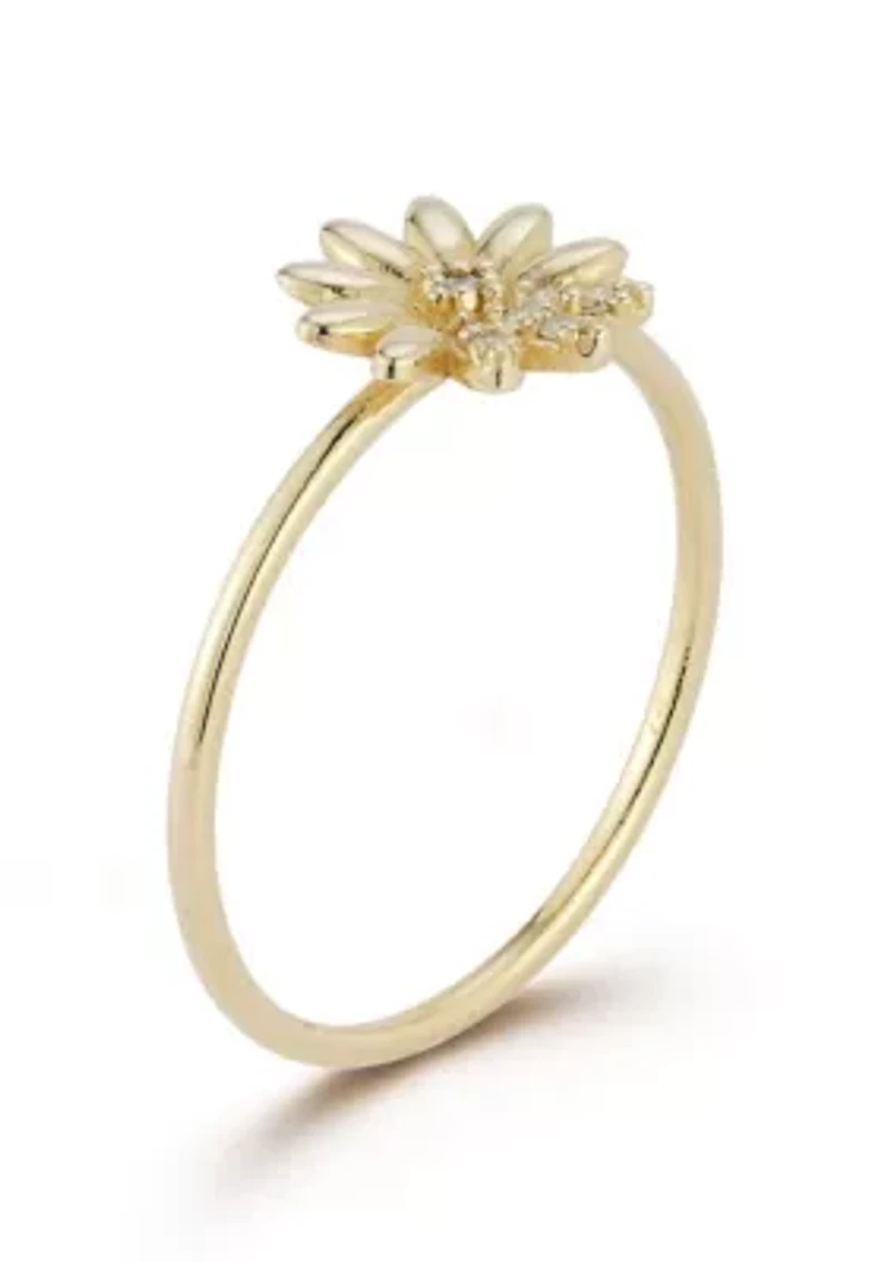 14K Gold Diamond Flower Cocktail Ring