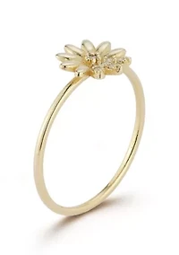 14K Gold Diamond Flower Cocktail Ring