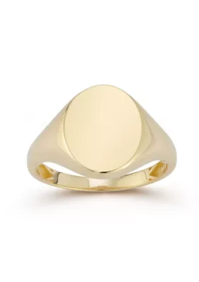 14K Gold Polished Oval Signet Ring
