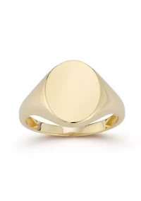14K Gold Polished Oval Signet Ring