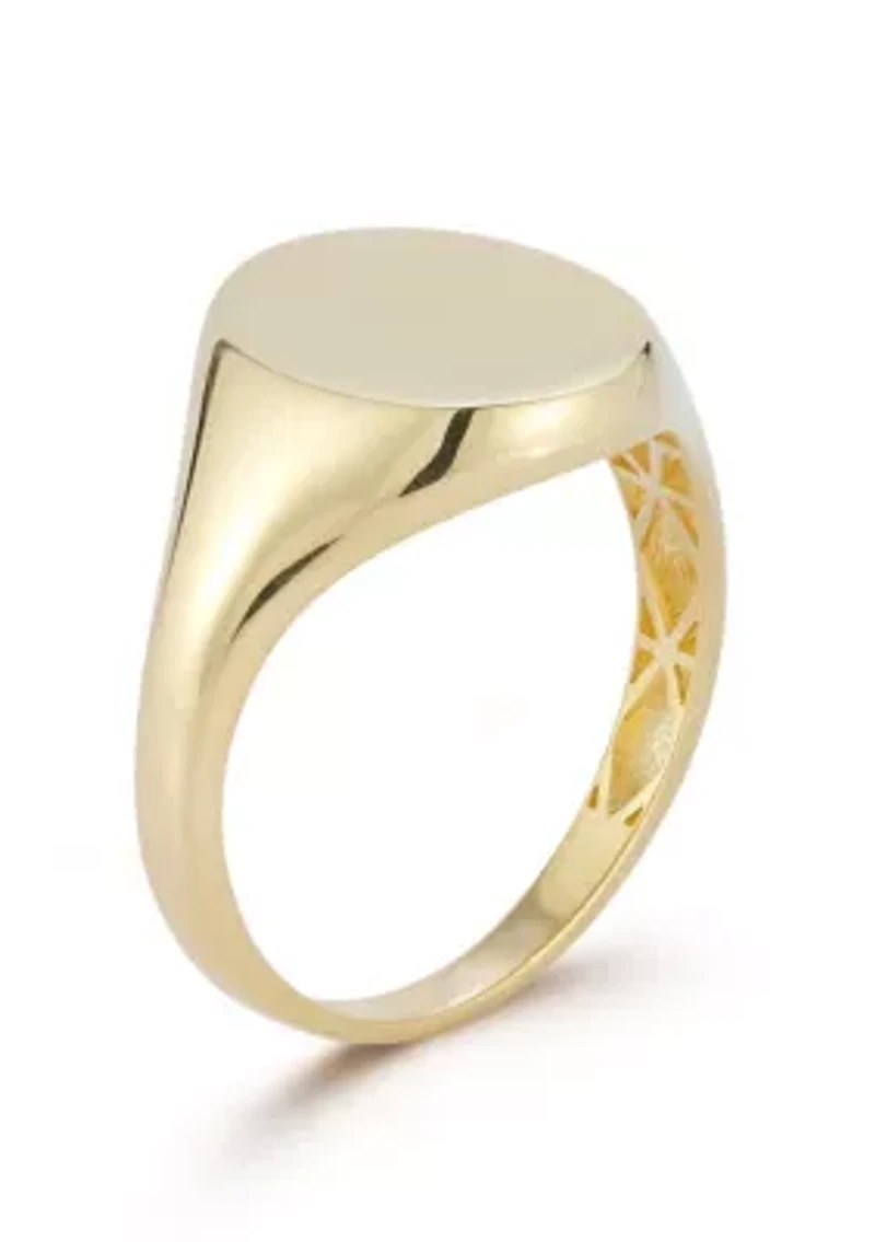 14K Gold Polished Oval Signet Ring