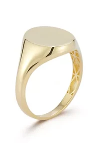 14K Gold Polished Oval Signet Ring