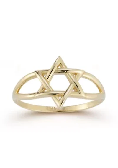 14K Gold Large Star of David Ring
