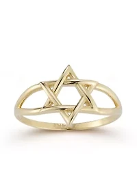 14K Gold Large Star of David Ring