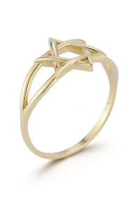 14K Gold Large Star of David Ring