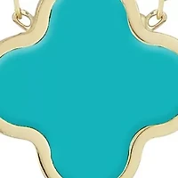 14K Gold Gemstone Clover Pendant Necklace, Made in Italy