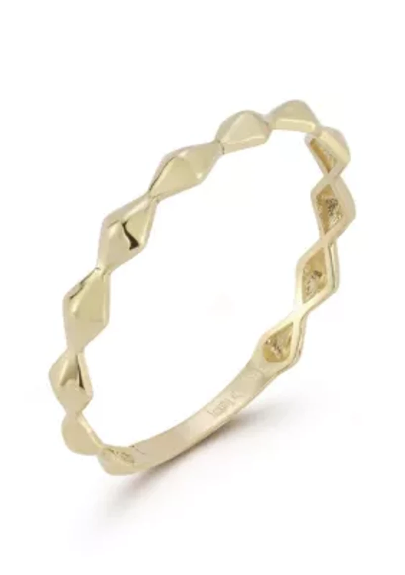 14K Gold Pyramid Band Ring