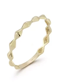 14K Gold Pyramid Band Ring