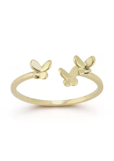 14K Gold Multi Butterfly Cuff Ring