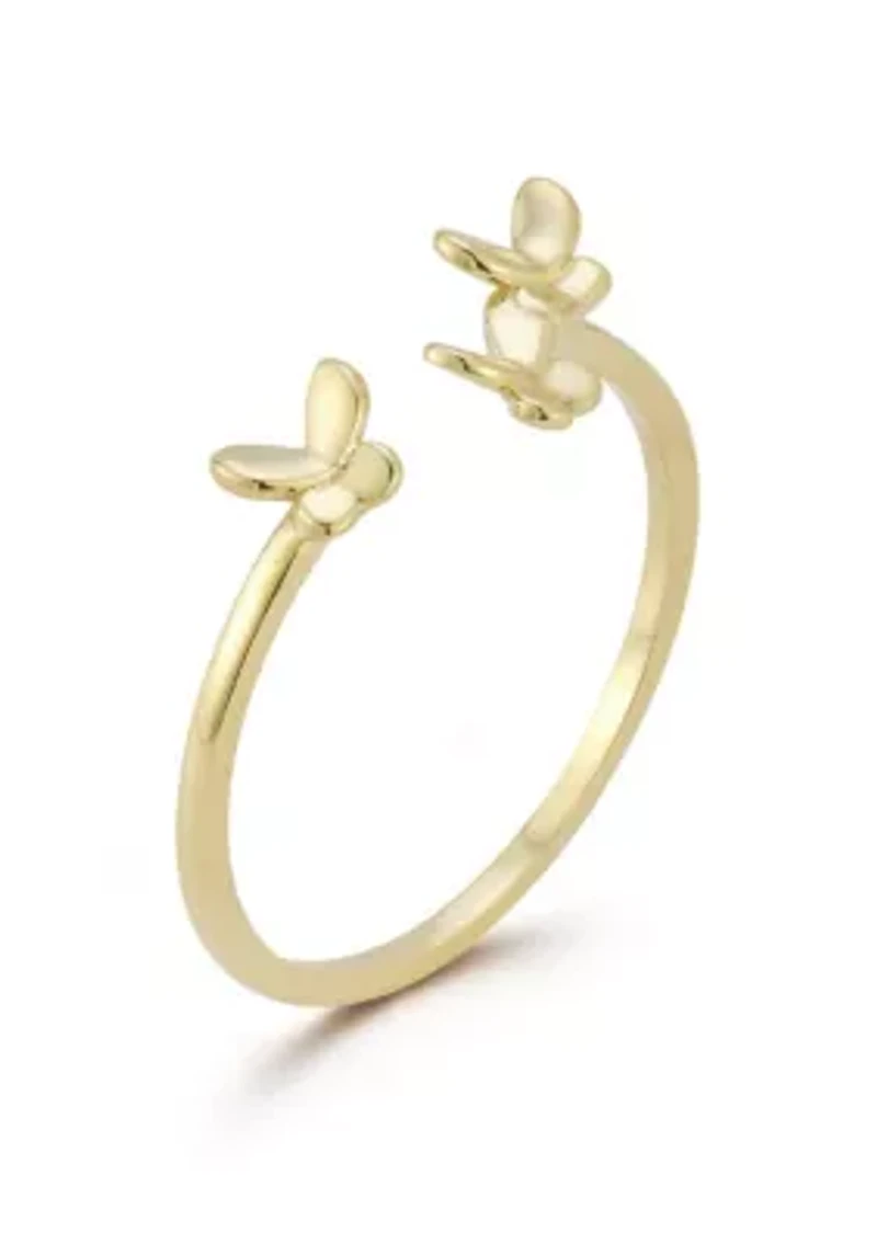 14K Gold Multi Butterfly Cuff Ring