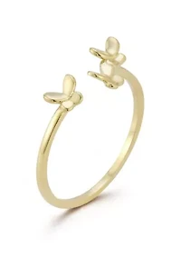 14K Gold Multi Butterfly Cuff Ring
