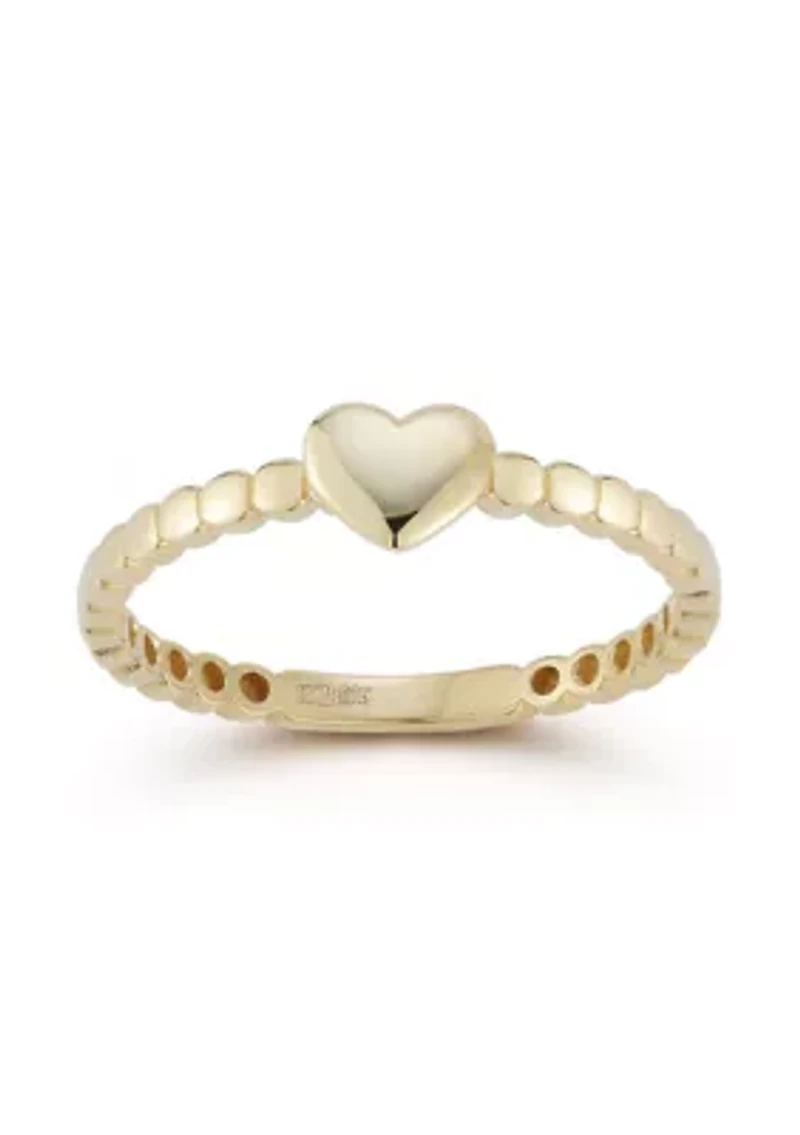 14K Gold Heart Bubble Ring