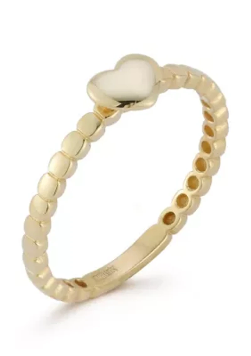 14K Gold Heart Bubble Ring