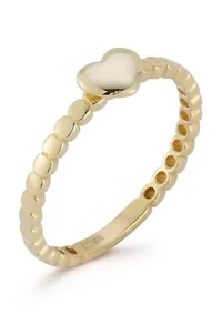 14K Gold Heart Bubble Ring