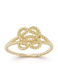 14K Gold Double Twist Love Knot Stacked Ring