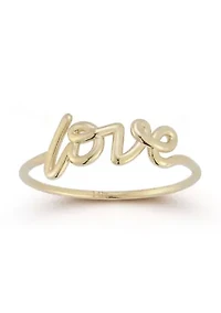 14K Gold Love Script Ring