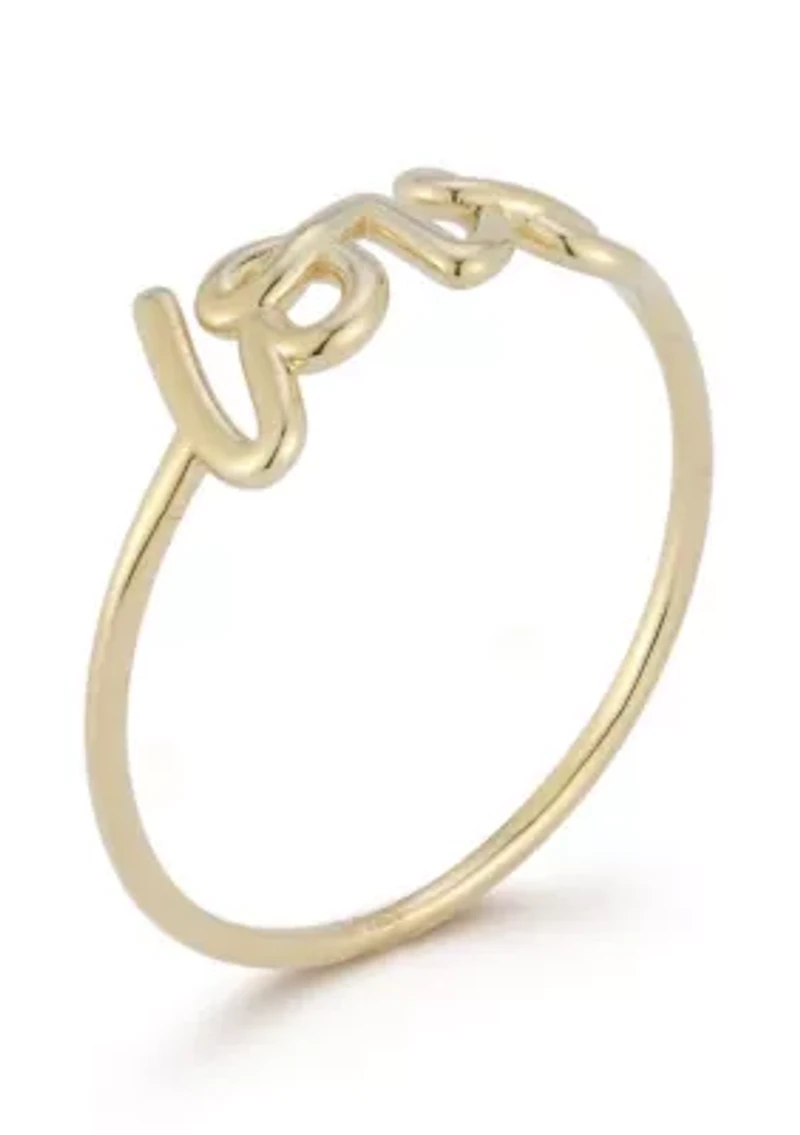 14K Gold Love Script Ring