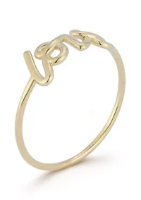 14K Gold Love Script Ring