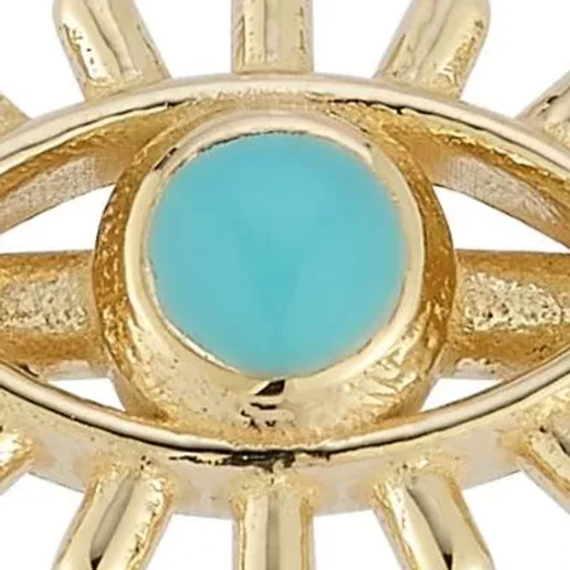 14K Gold Turquoise Evil Eye Signet Ring