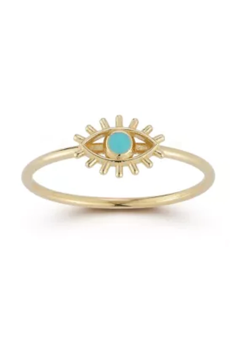 14K Gold Turquoise Evil Eye Signet Ring