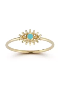 14K Gold Turquoise Evil Eye Signet Ring