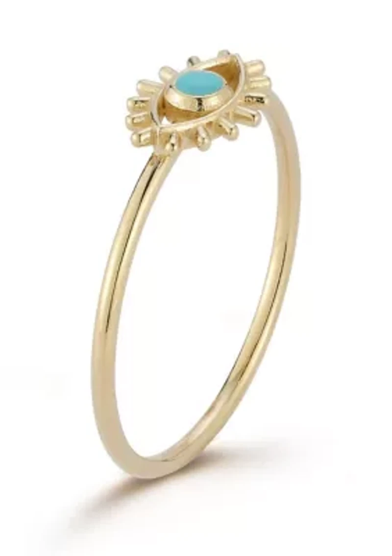 14K Gold Turquoise Evil Eye Signet Ring