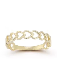 14K Gold Open Heart Band Ring